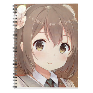 Carnet mignonne manga fille cheveux brun yeux de noisette