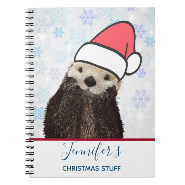 Carnet Mignonne Otter portant un chapeau de Père Noël (Devant)