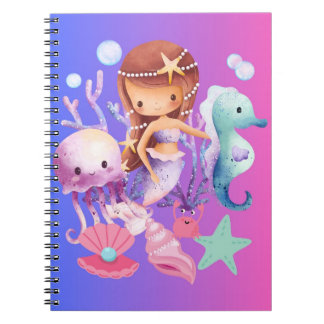 Carnet Mignonne Sirène Magique Violette