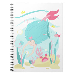 Carnet Mignonne Sirène Plongée Sous La Mer