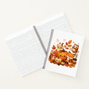 Carnet Mignons Animaux D'automne Kawaii Citrouille Hibou