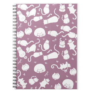 Carnet Mignons Chats Blancs sur Fond Mauve