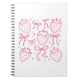 Carnet Mignons Nœuds Rose Fraise Kawaii Coquette