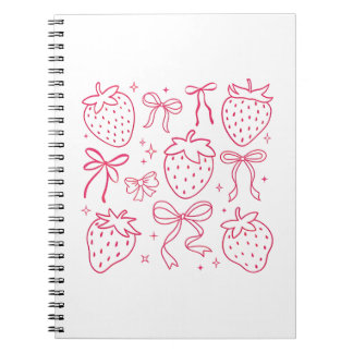 Carnet Mignons Nœuds Rose Fraise Kawaii Coquette