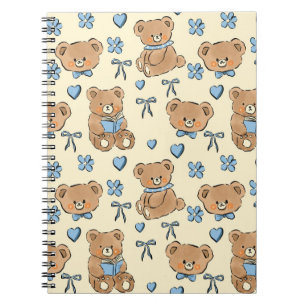 Carnet Mignons ours en peluche marrons dessinés à la main