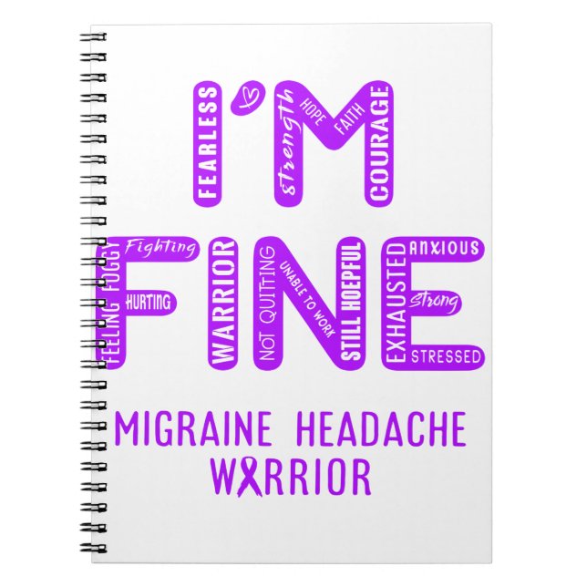 Carnet Migraine Headache Warrior - JE SUIS FINE (Devant)