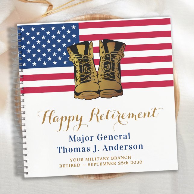 Carnet Militaire American Flag USA Boots Retirement Invit (Créateur téléchargé)