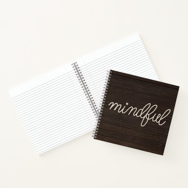 Carnet MINDFUL Rope Text On Dark Wood (Intérieur)