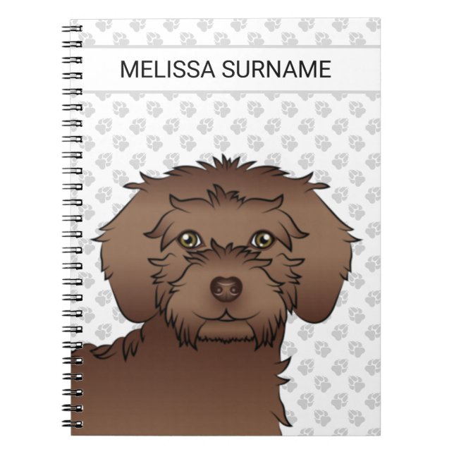 Carnet Mini Goldendoodle Brown Cartoon Chien & Texte (Devant)