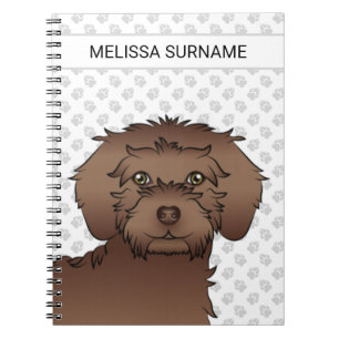 Carnet Mini Goldendoodle Brun Dessin Animé Chien & Texte