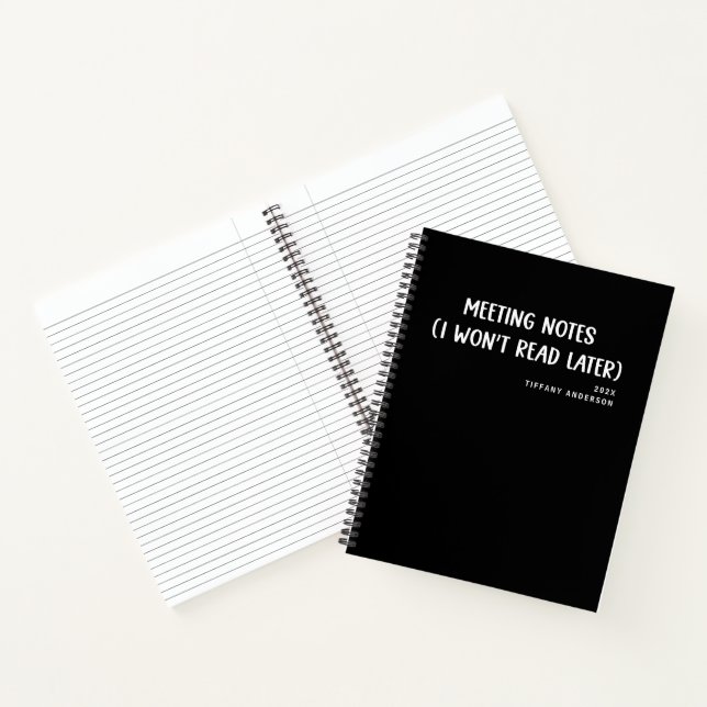 Carnet Minimal Funny Coworker Meetings Office Name Year (Intérieur)