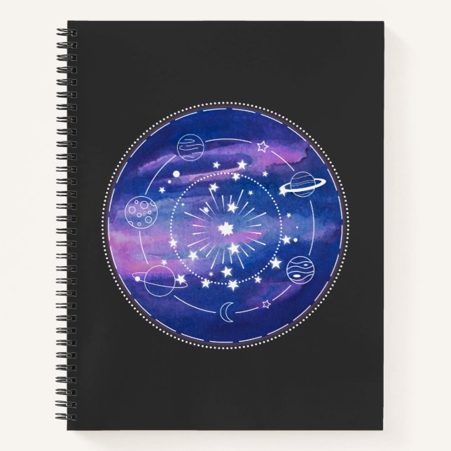 Carnet Minimal Galaxy Moon Design | Cosmic Aesthetic Art (Devant)