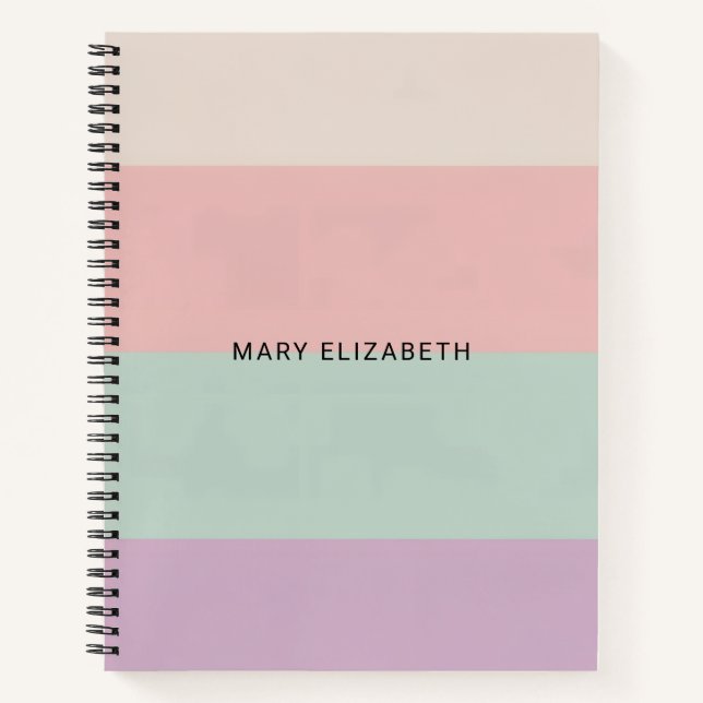 Carnet Minimal Pastel Color Block Personalized Notebook (Devant)