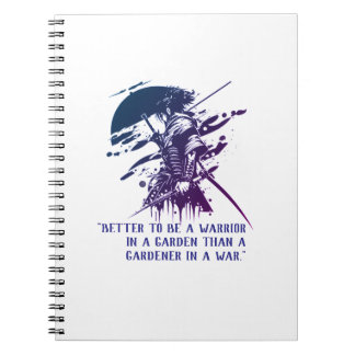 Carnet Minimalist Blue Ink Samurai Warrior Spiral