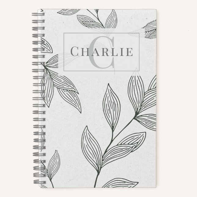 Carnet Minimalist Botanical Sketch, Custom Monogram Pet (Recto)