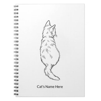 Carnet Minimalist Cat Line Art Personalized Name Notebook