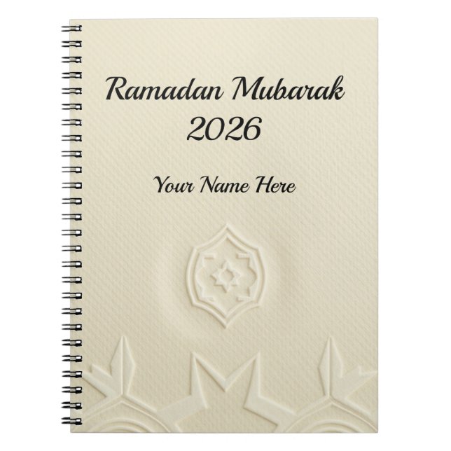 Carnet Minimalist Cream Linen Texture Ramadan (Devant)