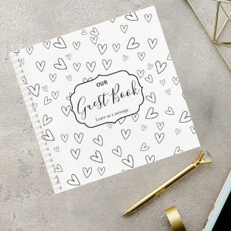 Carnet Minimalist Guest Book with Hand-Drawn Hearts