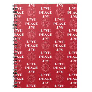 Carnet Minimalist Red and White Love, Peace, Joy
