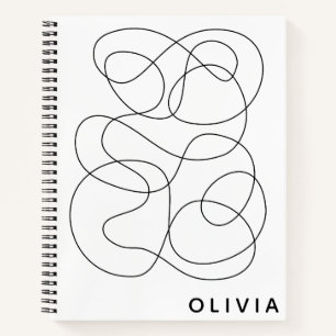 Carnet Minimaliste Abstrait personnalisé noir et blanc