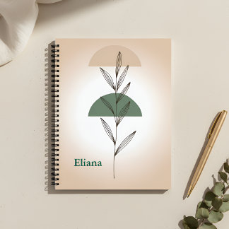 Carnet Minimaliste Boho Botanique Feuilles Personnalisées