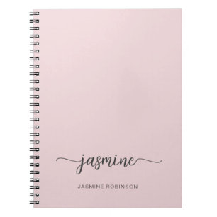 Carnet Minimaliste Écriture de Nom Monogramme Féminin Ros