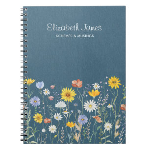 Carnet Minimaliste Fleur sauvage d'aquarelle rustique