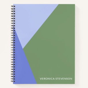 Carnet Minimaliste géométrique personnalisé vert pourpre