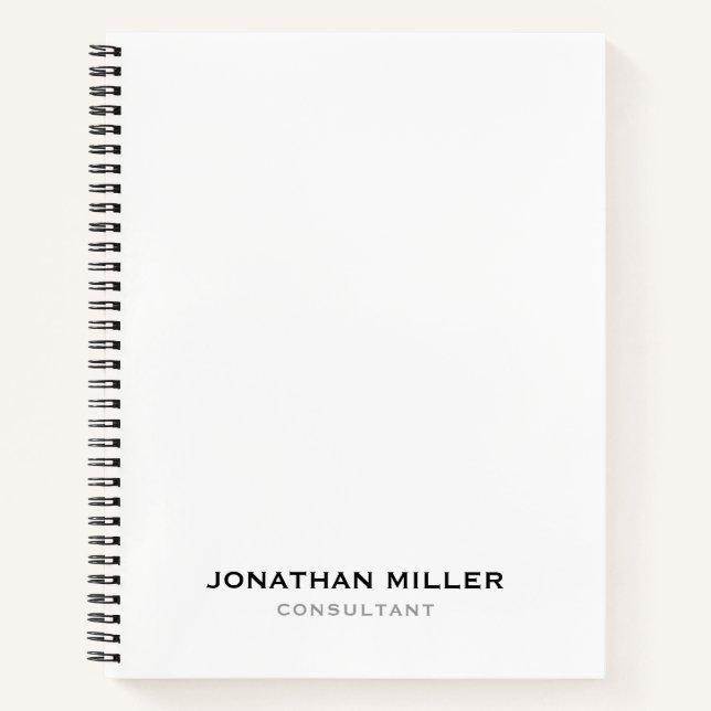Carnet Minimaliste Moderne Blanc Professionnel (Devant)
