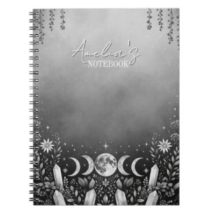 Carnet Minimaliste noir et blanc Phase de lune céleste