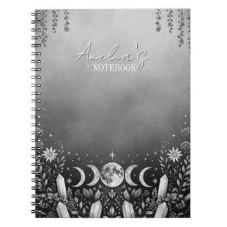 Carnet Minimaliste noir et blanc Phase de lune céleste