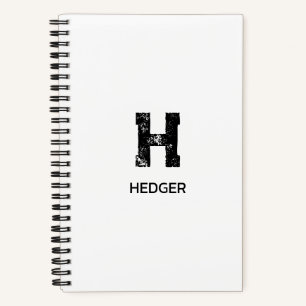 CARNET MINIMALISTE NOIR UNE LETTRE MONOGRAMME NOM BLANC