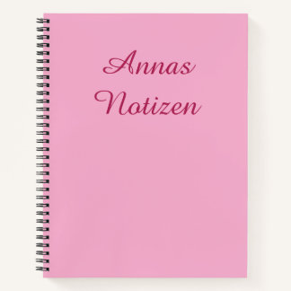 Carnet Minimaliste Rose avec Texte Magenta Notizen Allema