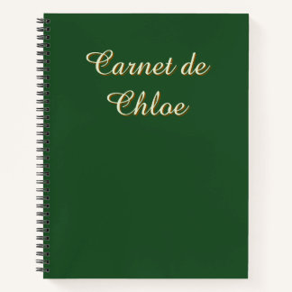 Carnet Minimaliste Vert Foncé Votre Nom Cahier Fra