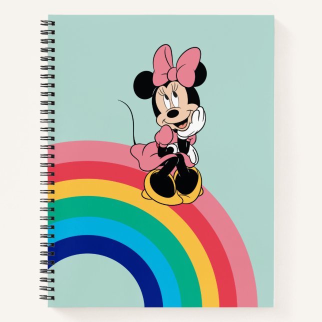 Carnet Minnie | Assis sur un arc-en-ciel (Devant)