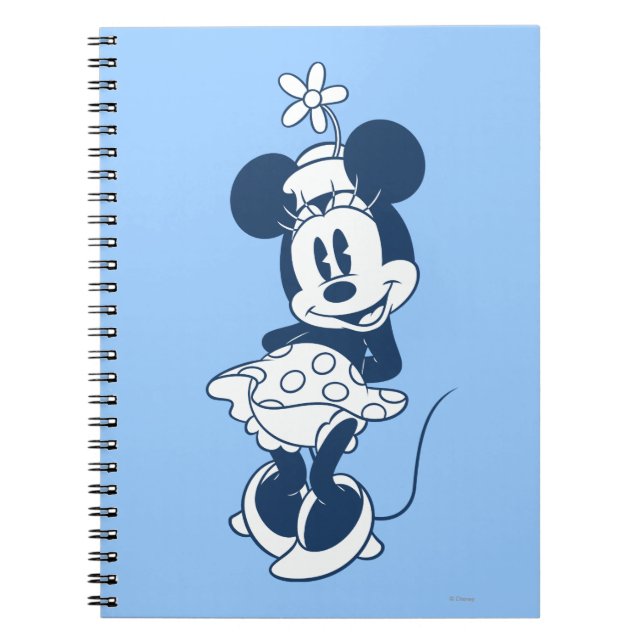 Carnet Minnie classique | Huile bleue avec fleur (Devant)