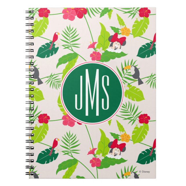 Carnet Minnie et Daisy | Monogramme Motif tropical (Devant)