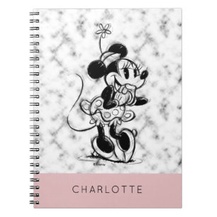 Carnet Minnie Marbre rose - Ajoutez Votre Nom