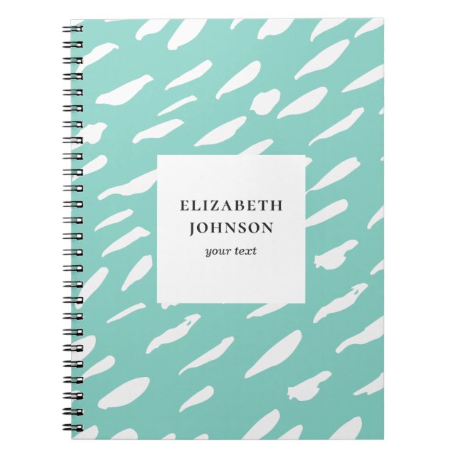 Carnet Mint turquoise brush strokes motif. Abstrait moder (Devant)