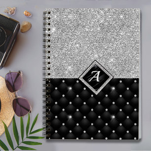 Carnet Minuscule cristal argent noir monogramme diamant é