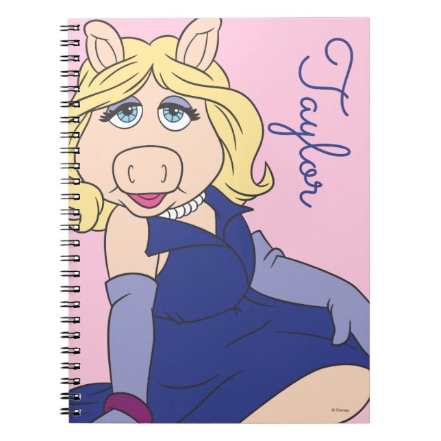 Carnet Miss Piggy en robe violette - Personnalisée (Devant)