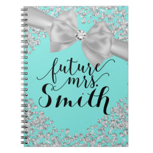 Carnet Mme blanche d'avenir de Bling de diamant d'arc de