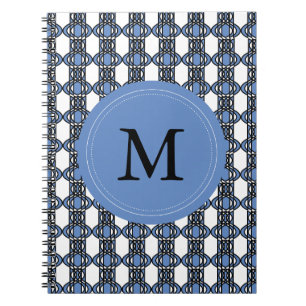 Carnet Mod Retro Monogram Blue Abstrait Scarab Motif