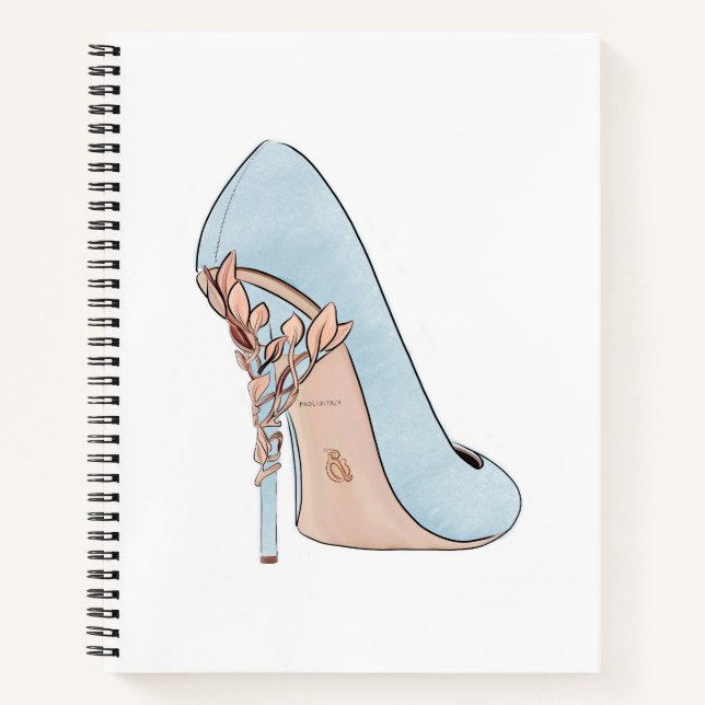 Carnet Mode Chaussure bleue par aquarelle (Devant)