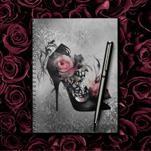 Carnet Mode gothique Stiletto talon avec Roses rose mauve