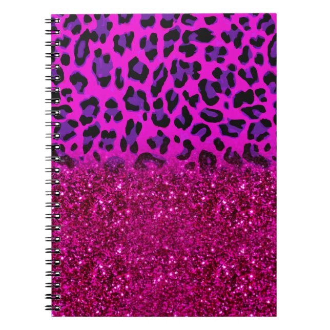 Carnet Mode moderne rose violet Parties scintillant Leopa (Devant)