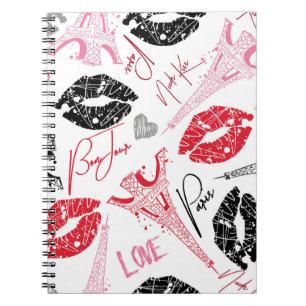 Carnet Mode Paris, calligraphie motif Tour Eiffel.