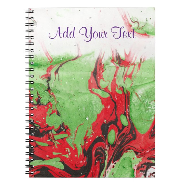 Carnet Modèle Abstrait noir rouge vert blanc (Devant)