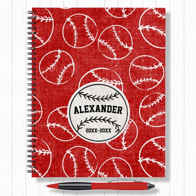 Carnet Modèle de baseball grunge rouge (Créateur téléchargé)