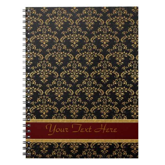 Carnet Modèle de Damas Gold & Black (Devant)